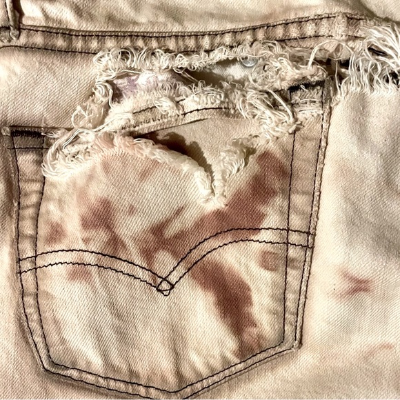 Levi’s 511 Cream & Rust Color Custom Jeans With Distress & Hand dyed Technique - Picture 4 of 4